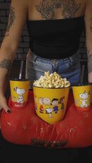 Kit Almofada Porta Pipoca Balde e Copos Snoopy Peanuts