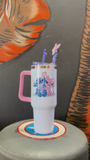 Copo Térmico Stitch e Angel 1,15L – Aço Inox com Canudo e Tampa + Brinde Especial