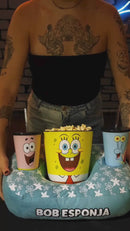 Kit Pipoca Bob Esponja  Almofada Copos e Balde de Pipoca 4,2L
