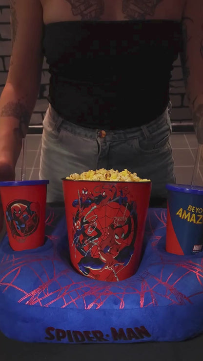 Kit Pipoca Homem-Aranha com Almofada, Balde e 2 Copos – Spiderman